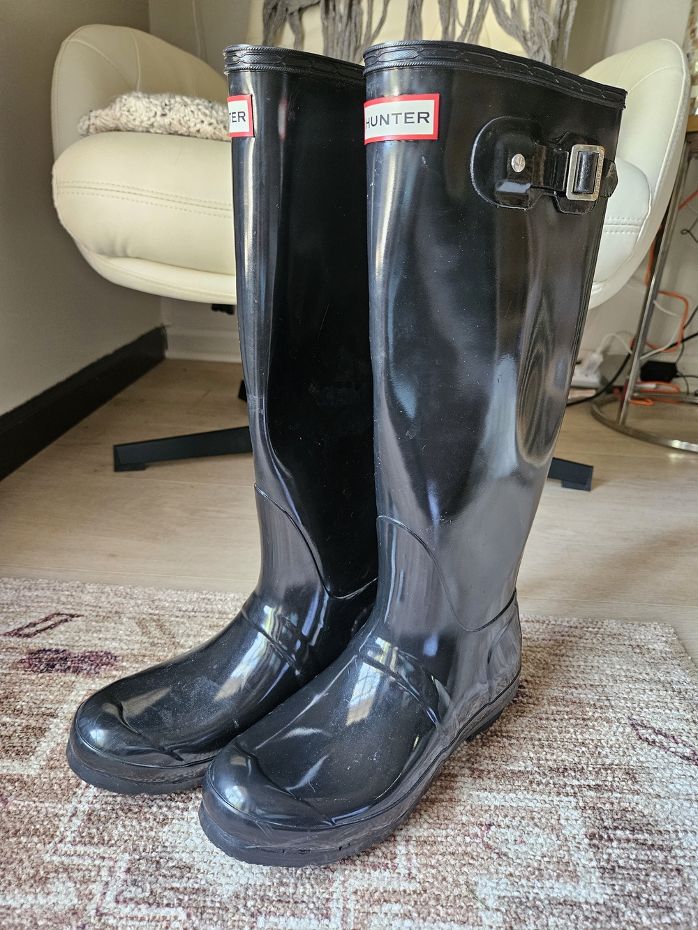 Hunter Black Gloss Tall Rain Boots